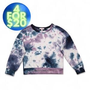 4/$20 Chenault Girl Purple Blue Tie Dye Pullover French Terry Sweatshirt Size 7